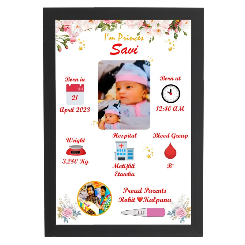 Personalised New Born Baby Photo Frame with Photo Upload