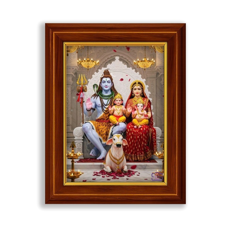 Lord Shiva Parivar Photo Frame – Devotional Wall Frame of Shiv Parvati with Ganesha & Kartikeya - Seematics Customization