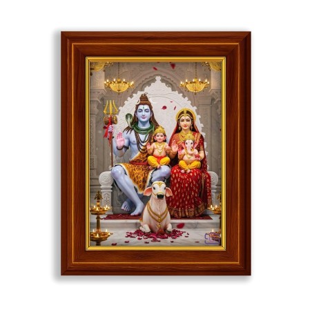 Lord Shiva Parivar Photo Frame – Devotional Wall Frame of Shiv Parvati with Ganesha & Kartikeya - Seematics Customization