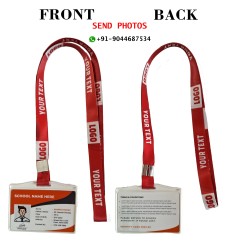 Customized School & Office ID Card with Printed Lanyard, Any Color (Landscape, Double Side)