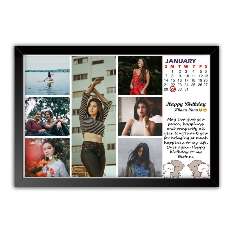Customized Photo Frames with Photo Upload, Calender Design (White) - Seematics Customization