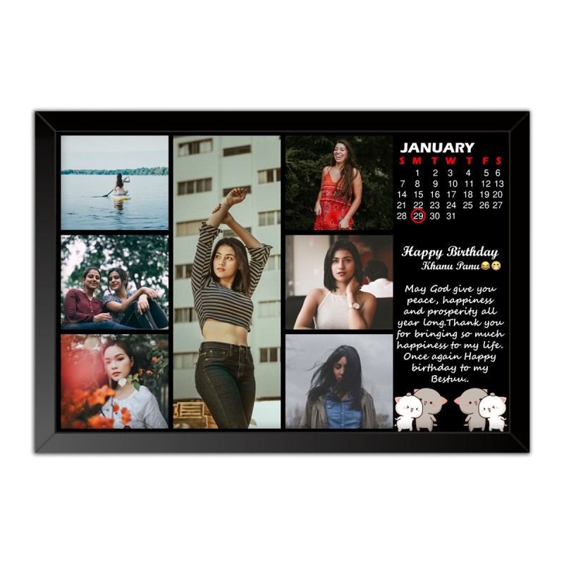 Customized Photo Frames with Photo Upload, Calender Design (Black) - Seematics Customization